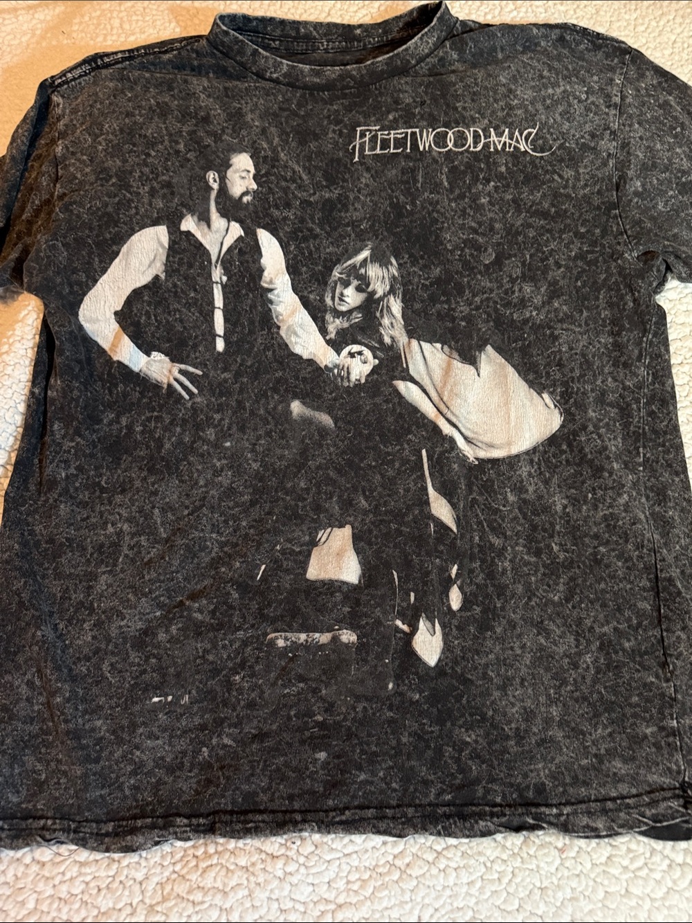 Fleetwood Mac Black Mineral Wash Graphic Tee Size Large